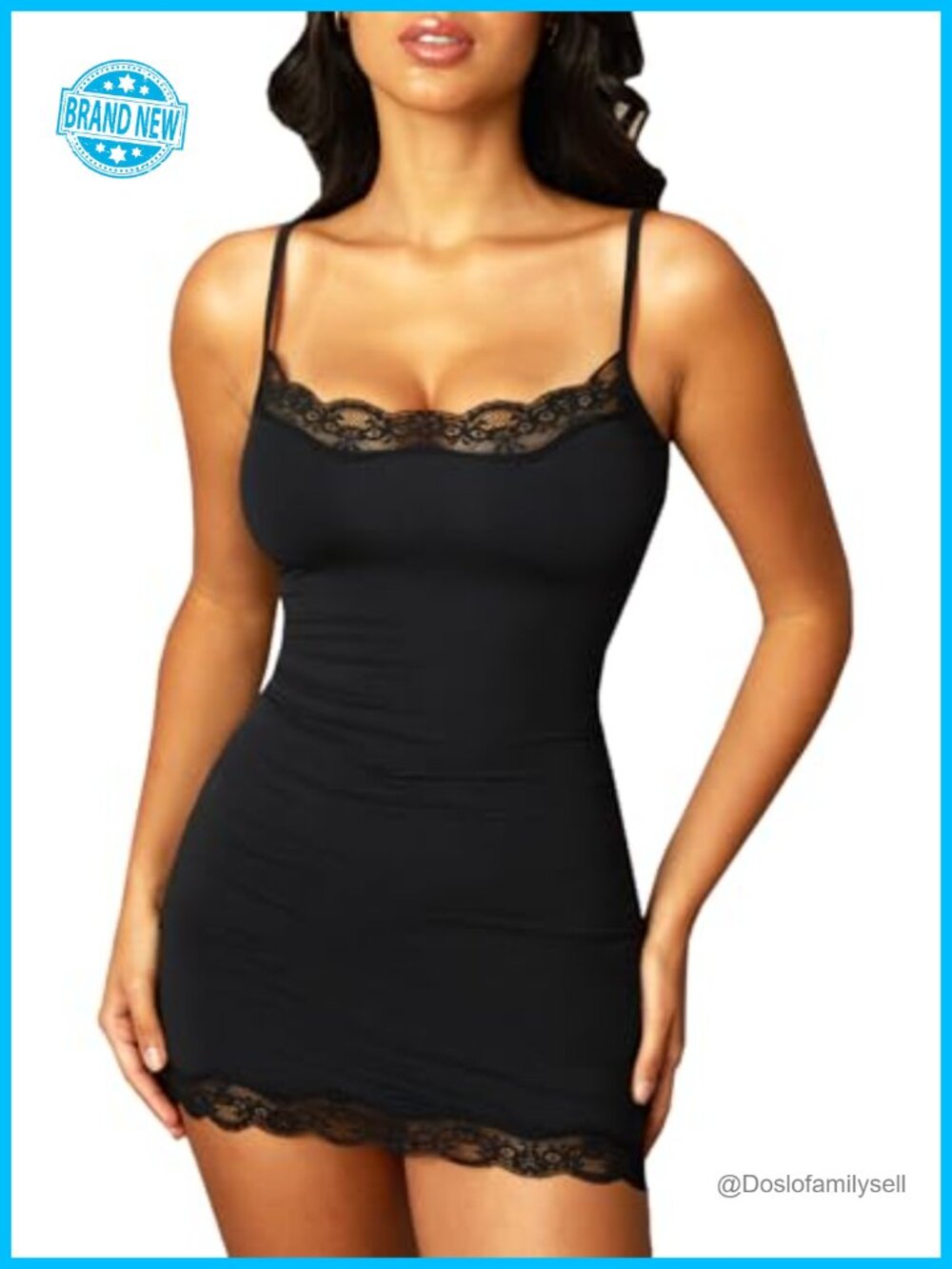 Lace Trim Bodycon Mini Dress Spaghetti Strap Backless Party Club